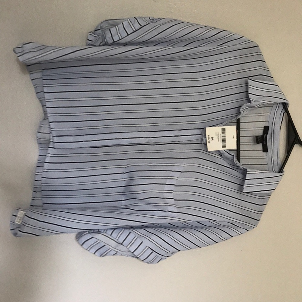 Stripped button down cropped top